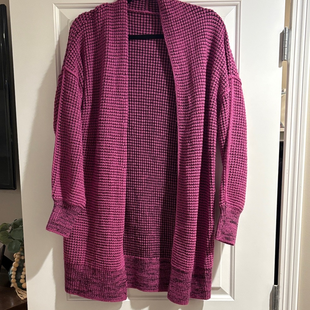 Women's Pink Open-Front Sweater